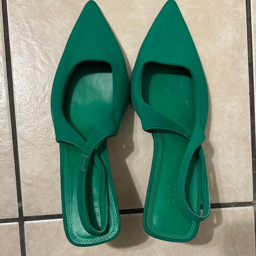 ASOS Green Pointed Toe Slingback Heels